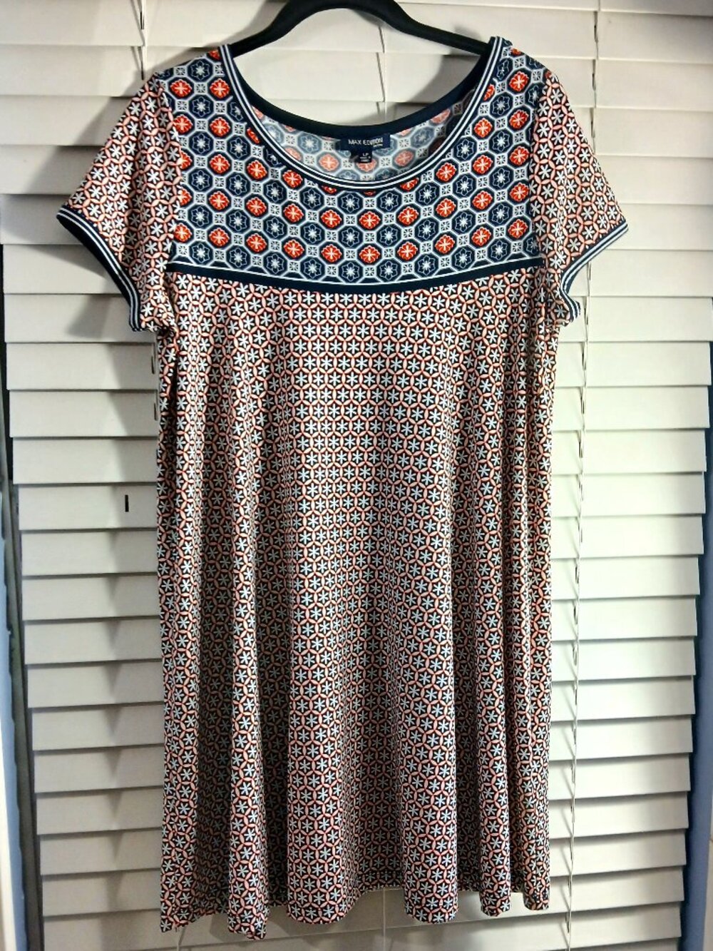 Max Edition Short Sleeve Dress, Womens Size Petite Large, New